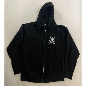 Vintage Stone Brewing Hoodie Men's Size Large Black Full Zip Up Devil Ale Y2K